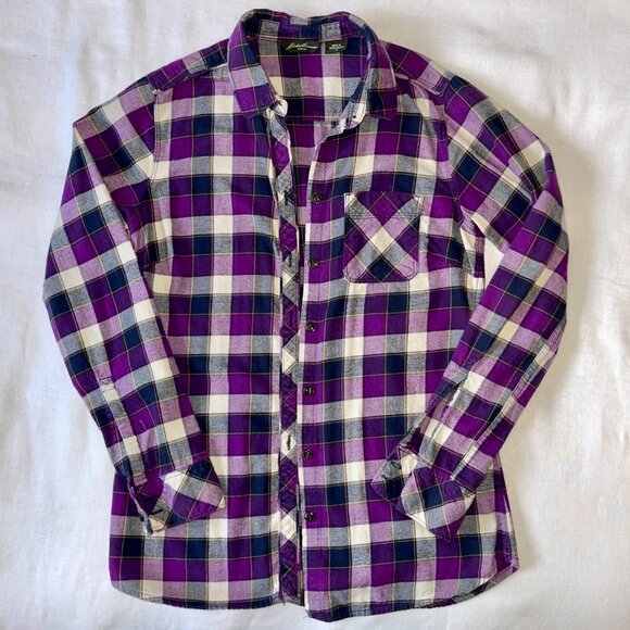 Eddie Bauer | Purple Plaid Button Down Shirt | XS - Picture 2 of 10